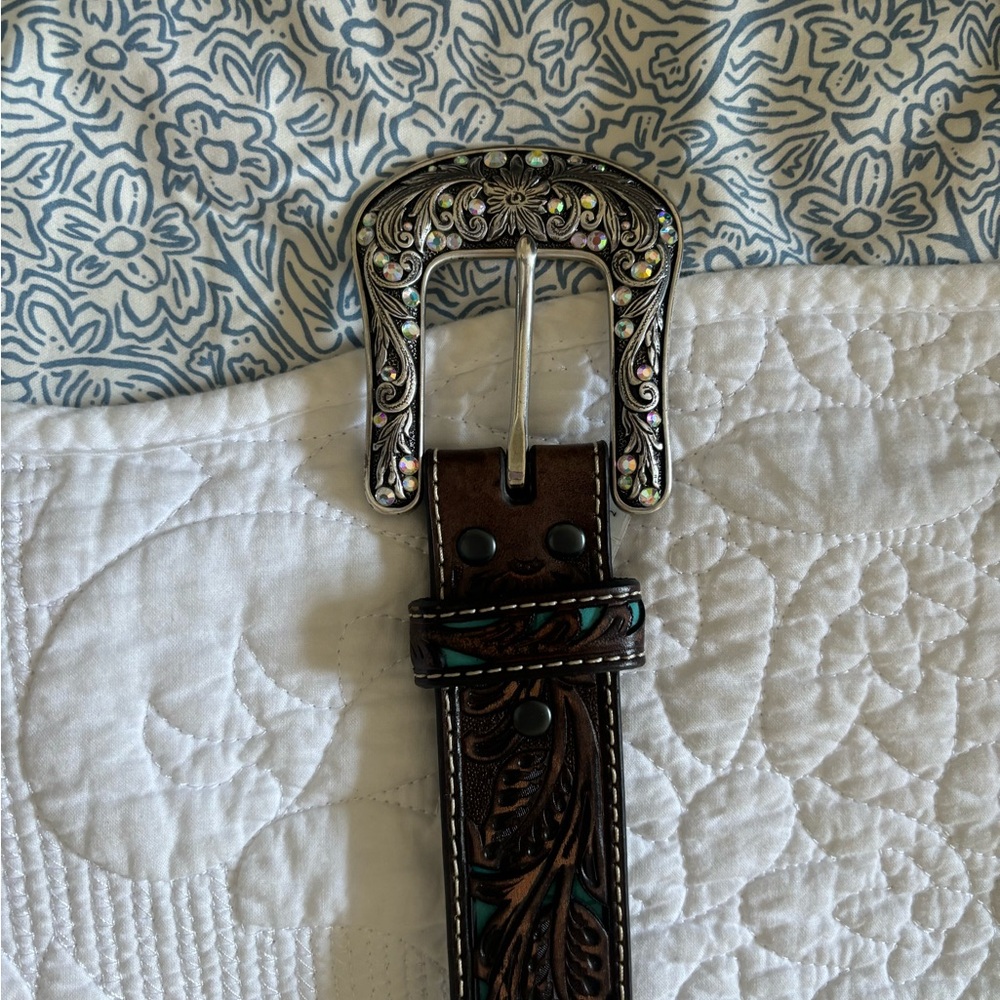 Women’s Brown and Turquoise Western Belt
